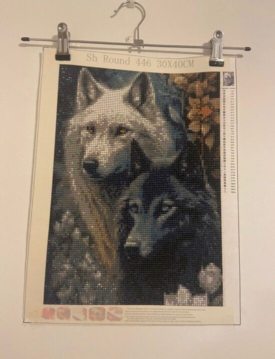Cuadro "Pareja de lobos en el bosque"