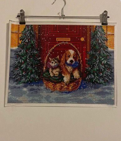 Cuadro "2 perros en una cesta de Navidad"